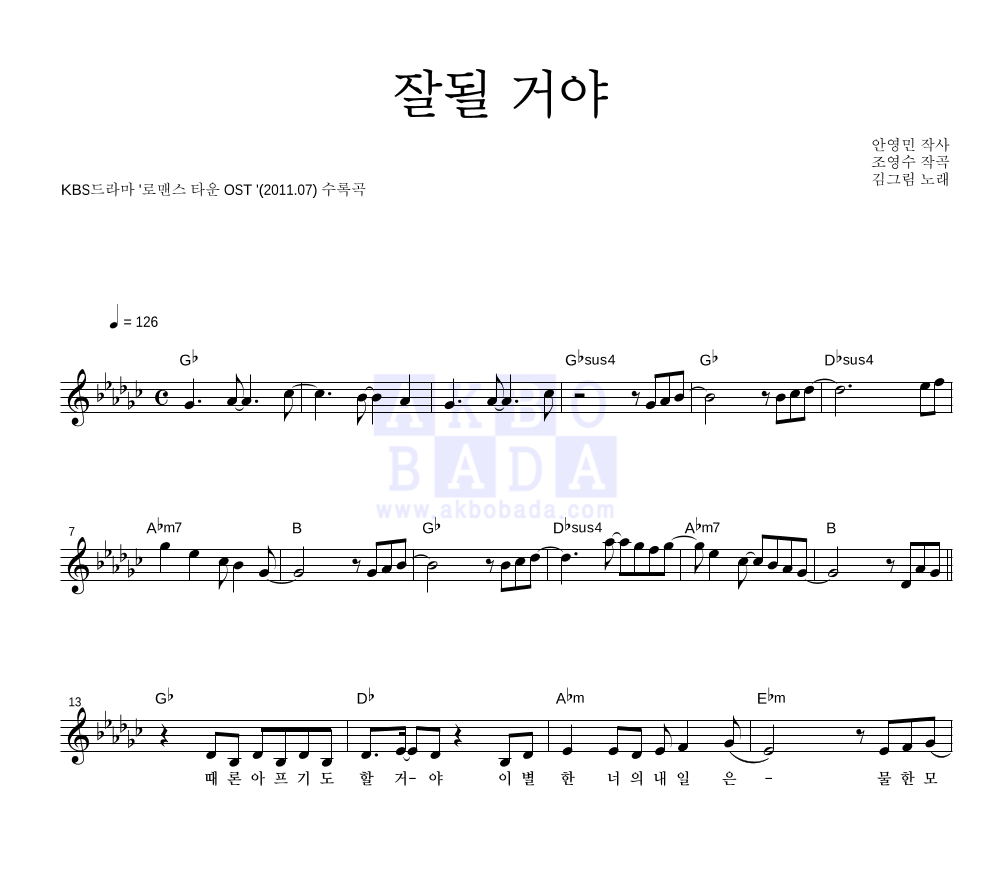 잘될 거야 멜로디 악보 미리보기