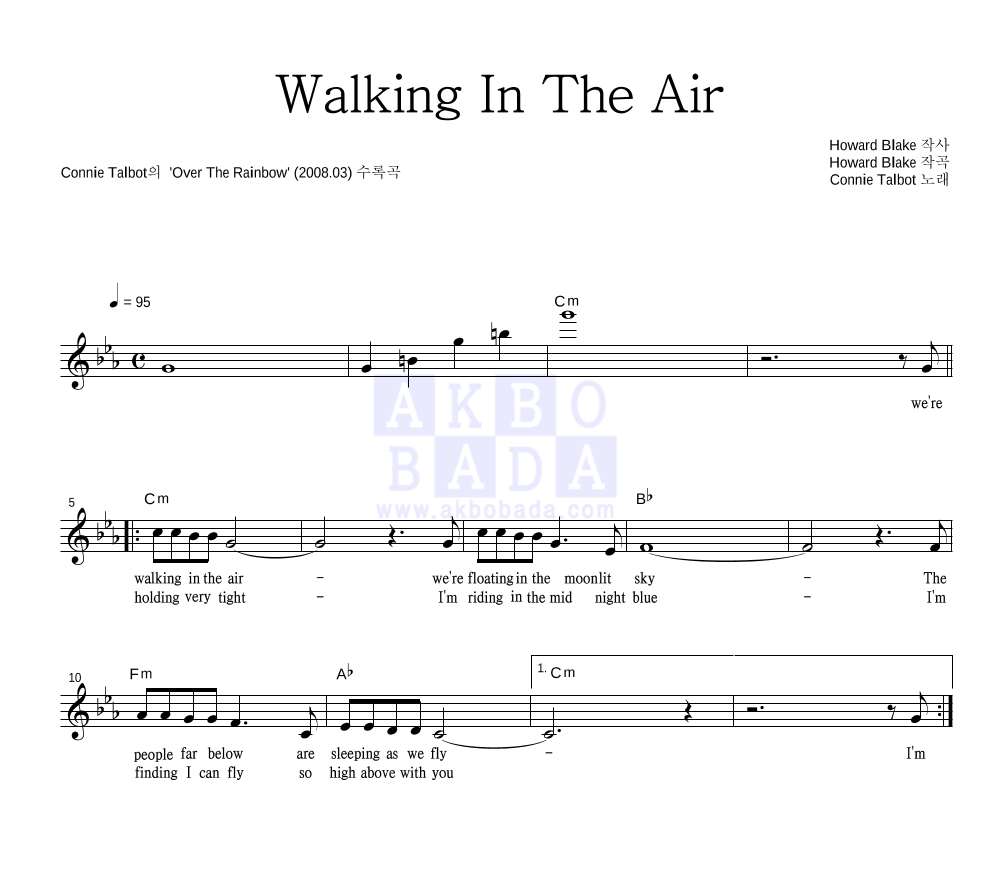 Walking In The Air 멜로디 악보 미리보기