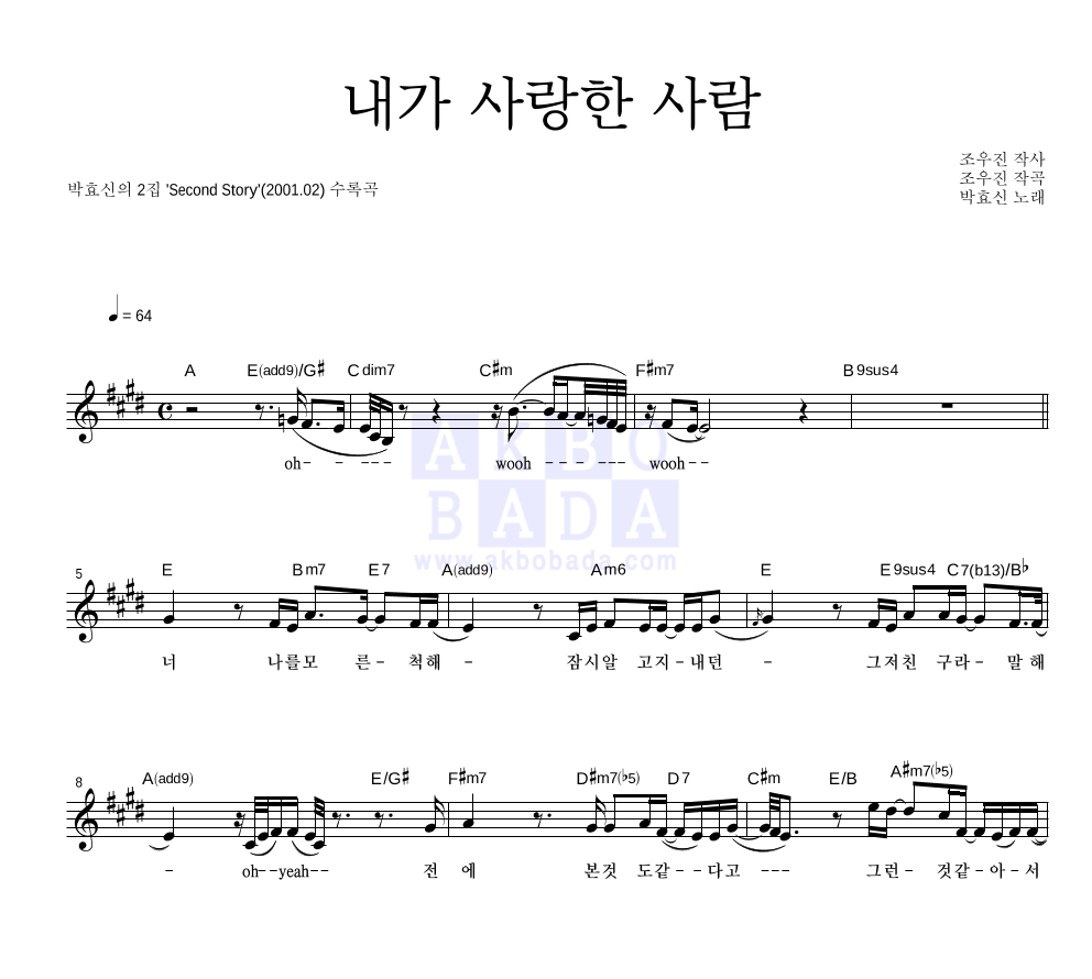 내가 사랑한 사람 멜로디 악보 미리보기